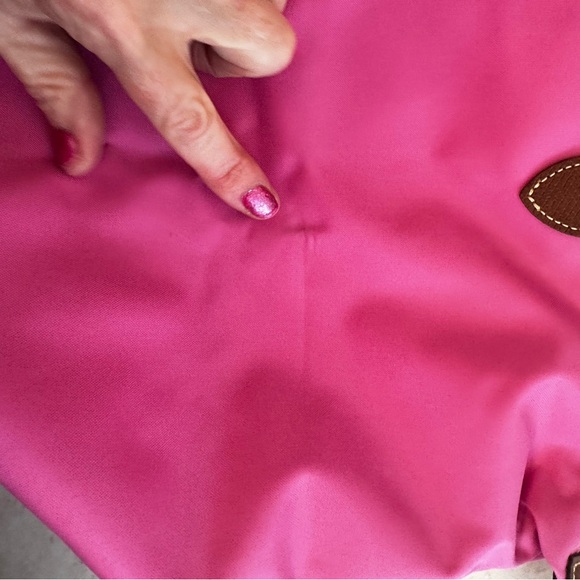 LongChamp LE Pliage Pink Small Nylon Canvas & Leather Trim Tote Travel Bag π - Picture 16 of 17